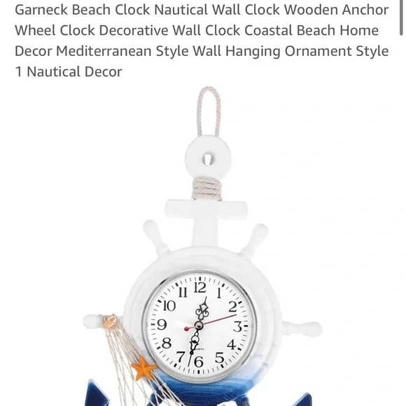 NWOT Nautical Blue and White Anchor Wall Clock - Picture 4 of 10